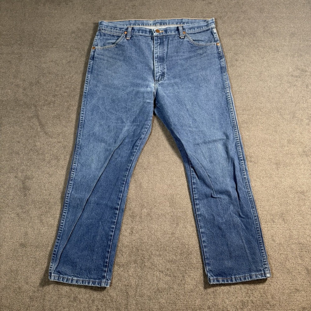 Wrangler 13MWZ Jeans Men's 38x30 Medium Wash Blue Denim Cowboy Cut Straight Fit